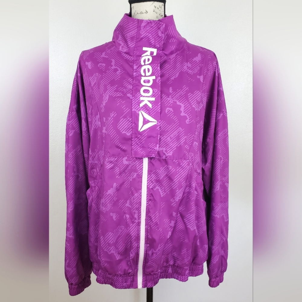 Reebok Windbreaker Jacket Women’s XXL Purple Zip Up Lightweight Active